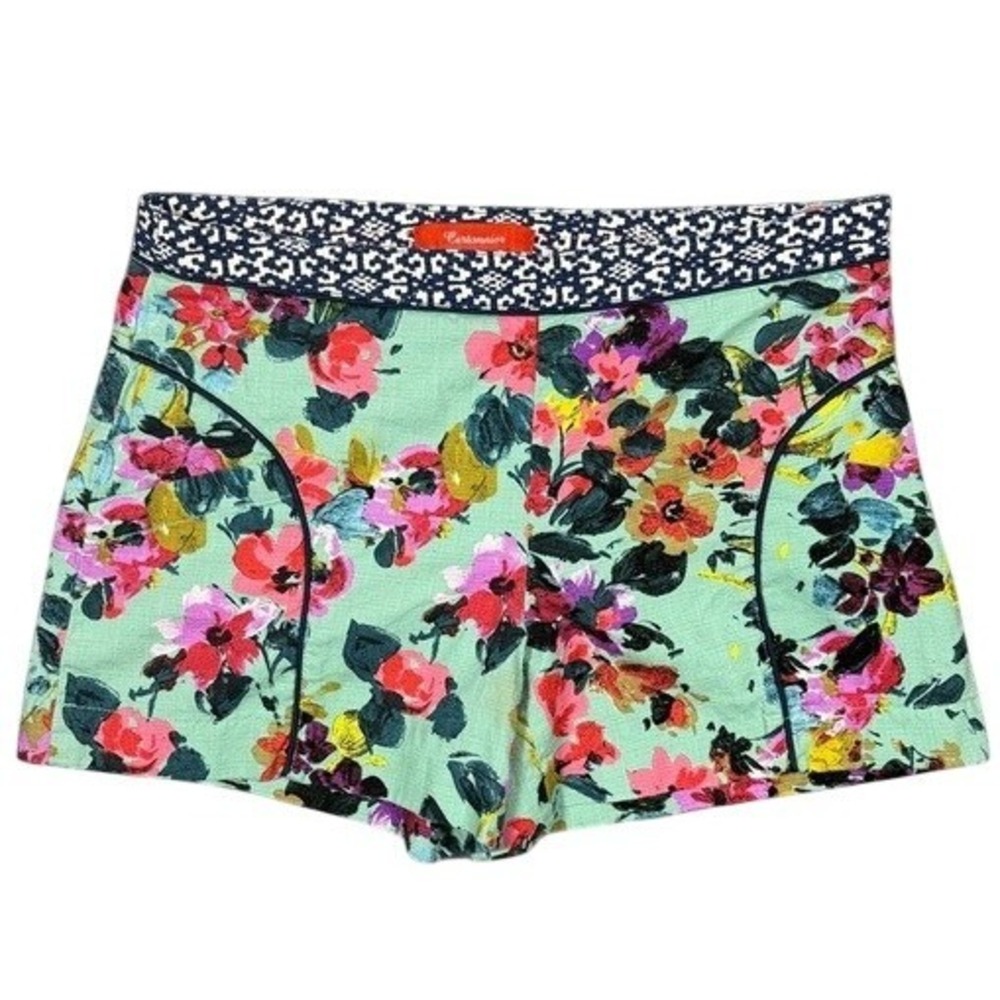 Cartonnier Anthropologie Floral High Rise Shorts Mint Green Multi Size 8